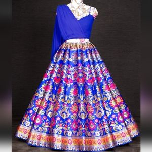 Blue Indian lehenga choli garba dress navratri lehenga choli Diwali Indian dress